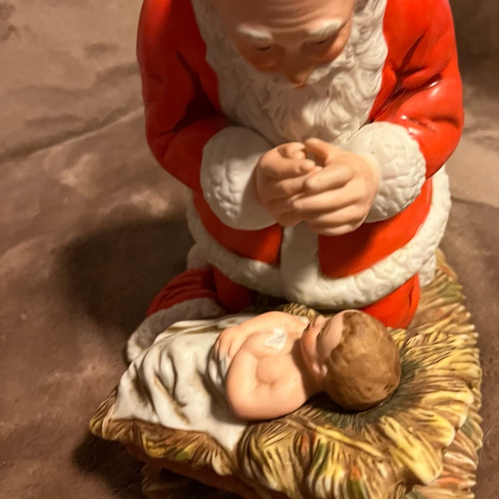 Santa Claus and Baby Jesus Figurine Numbered. Made by Roman